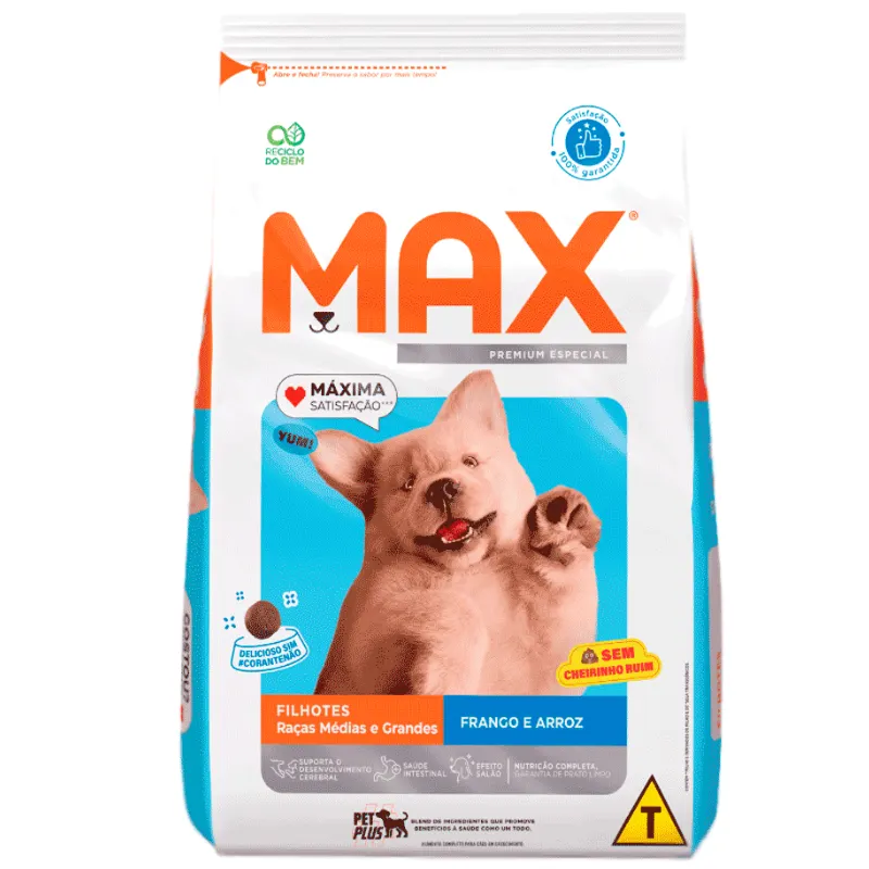 Ração Max Cães Filhotes Médio e Grande Frango e Arroz