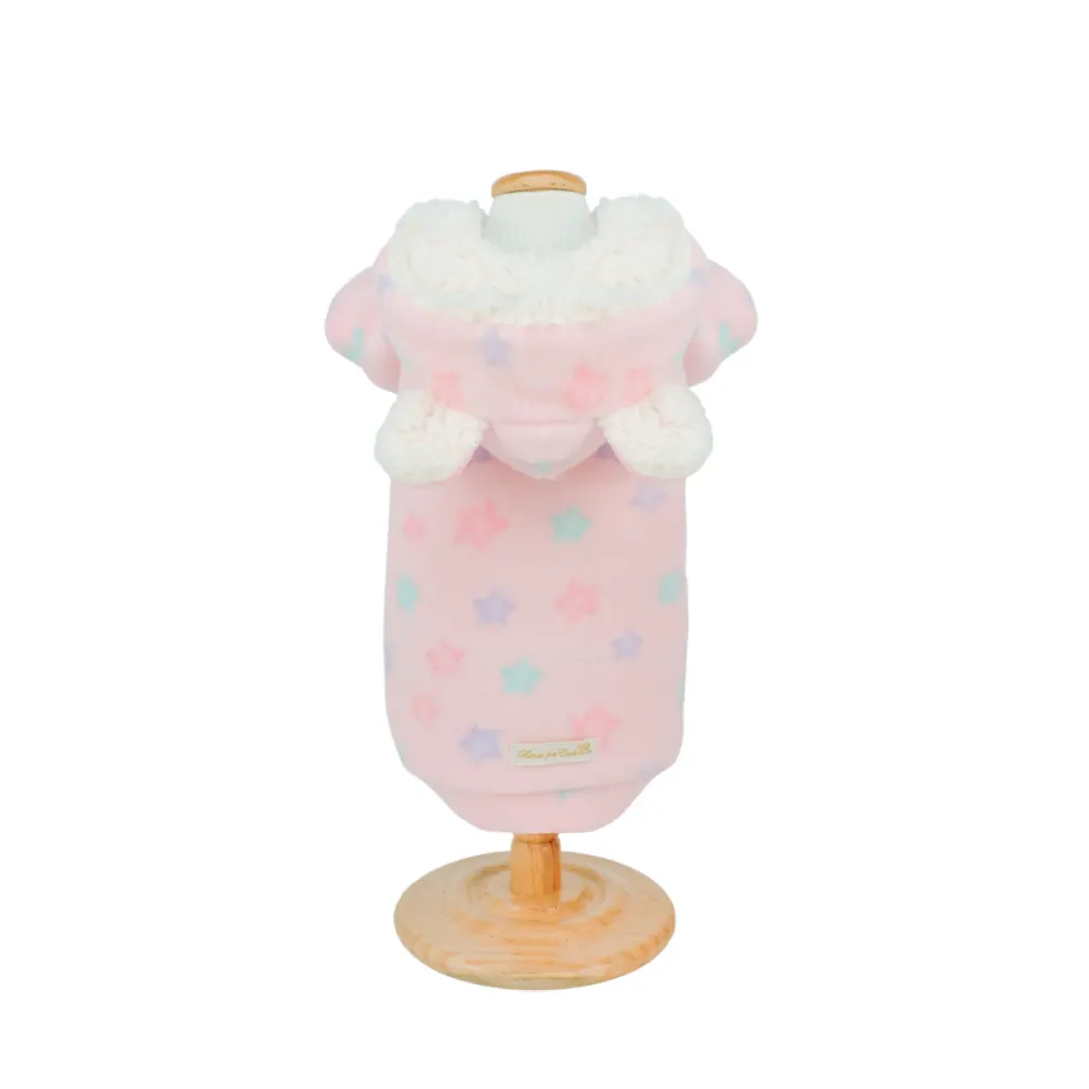 Macacão Soft Capuz Estrela Rosa para Cães - Tamanho M