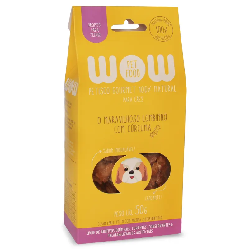 Petisco Natural Wow Maravilhoso Lombinho com Cúrcuma para Cães 50g
