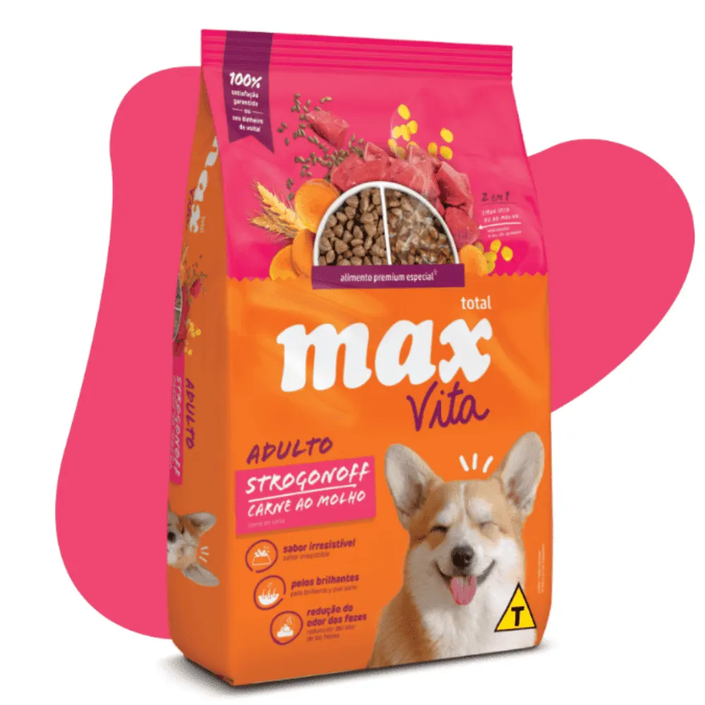 Ração Max Vita Cães Adulto Strogonoff Carne Ao Molho 15 kg