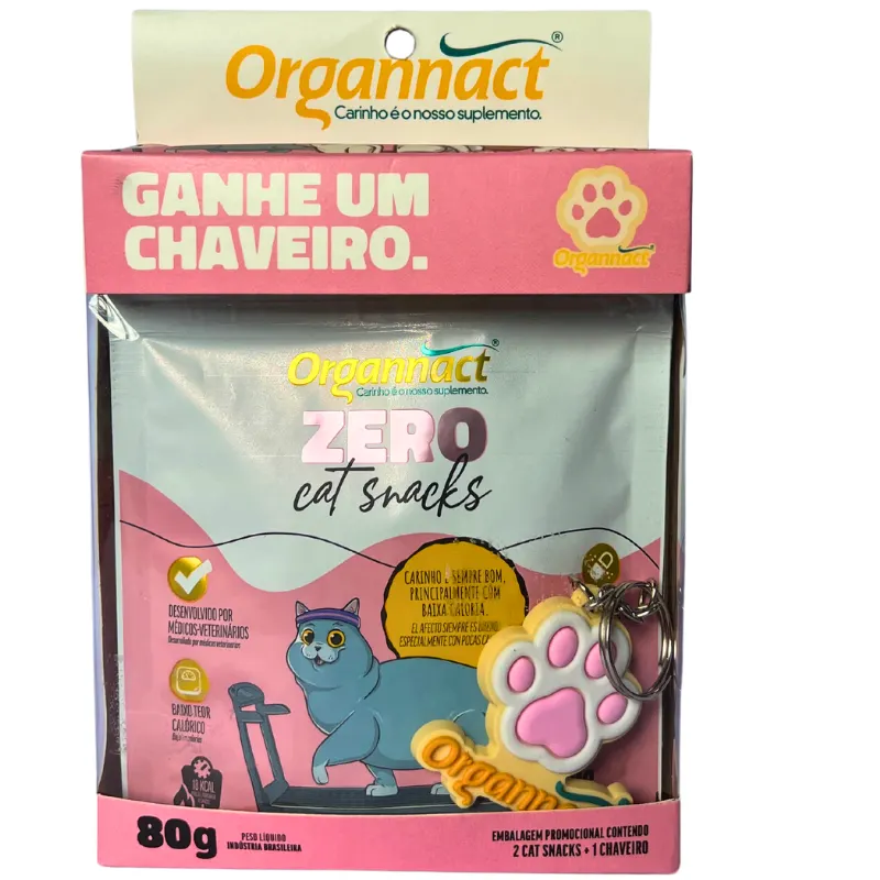 Kit Zero Cat Snack Organnact 80 g + Chaveiro