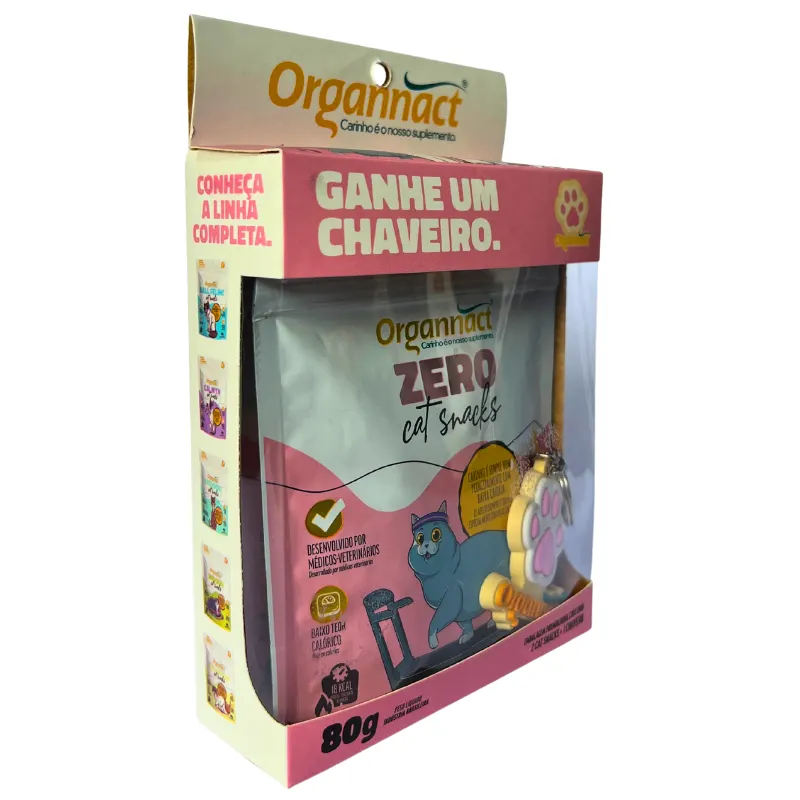 Kit Zero Cat Snack Organnact 80 g + Chaveiro