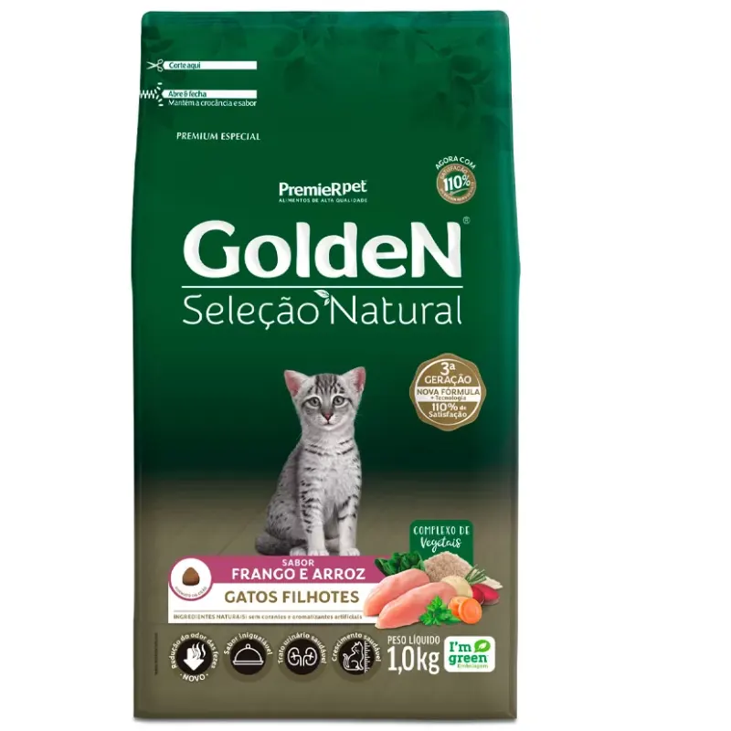 Ração Golden Seleção Natural Gatos Filhotes Frango e Arroz
