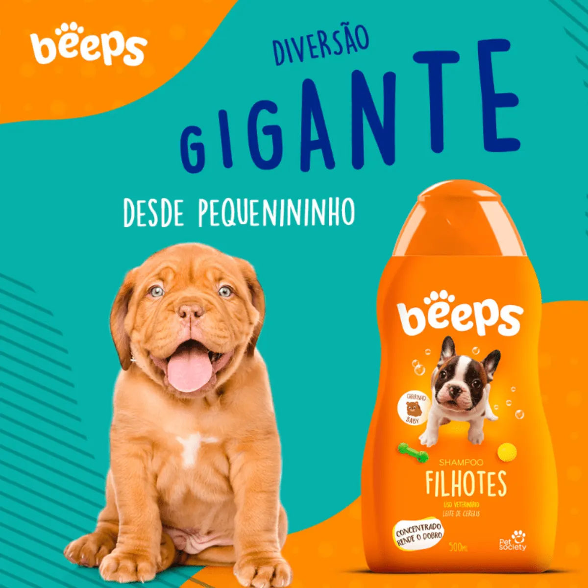 Shampoo Beeps Pet Society Para Cães Filhotes 500ml