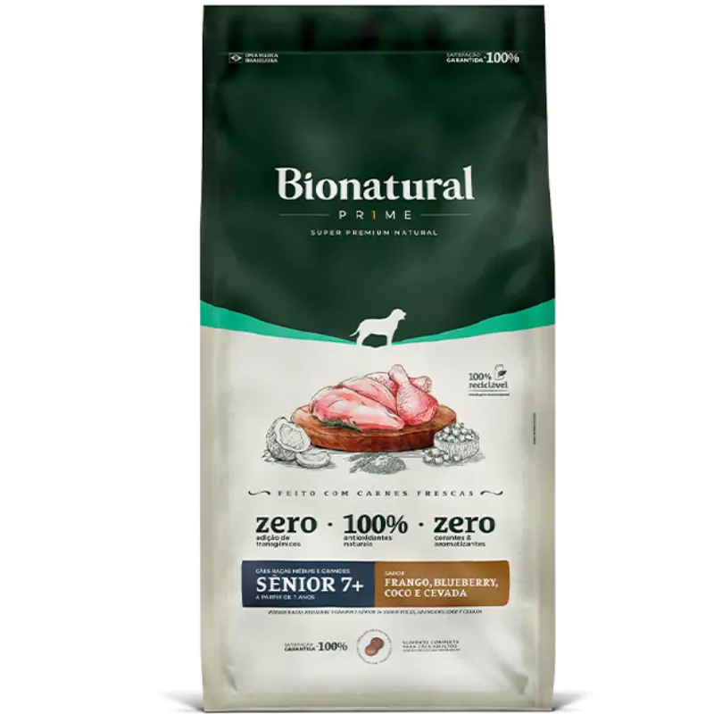 Ração Bionatural para Cães Sênior Médio Grande  7+ Sabor Frango 15 KG