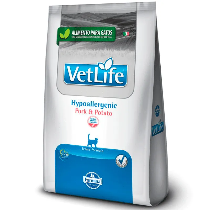 Ração Vet Life para Gatos Hipoalergênica Pork e Potato 2 Kg