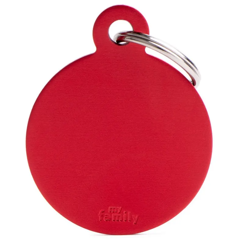 Medalha de Identificação My Family Círculo Grande Alumínio Vermelho