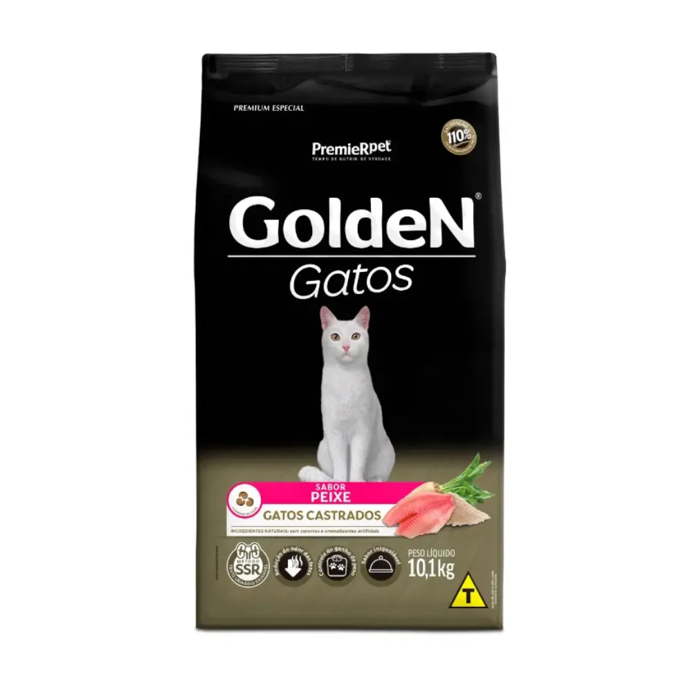 Ração Golden Fórmula Gatos Adultos Castrados Peixe 10,1 Kg
