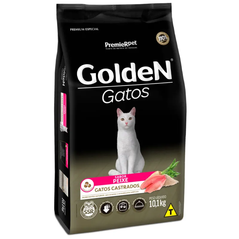 Ração Golden Fórmula Gatos Adultos Castrados Peixe 10,1 Kg