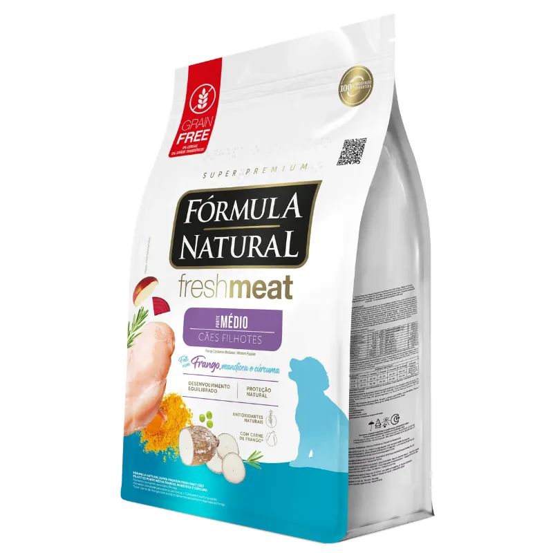 Ração  Fórmula Natural Fresh Meat Cães Filhotes Médio Porte Frango 12Kg