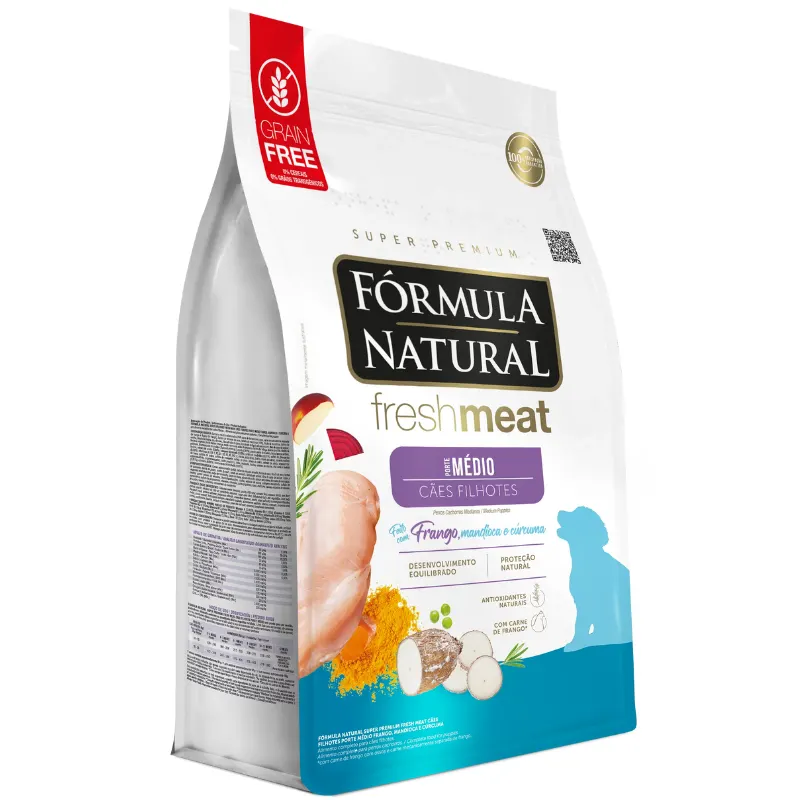 Ração  Fórmula Natural Fresh Meat Cães Filhotes Médio Porte Frango 12Kg