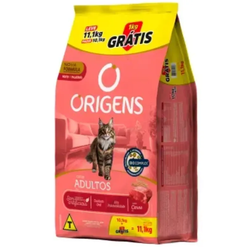Ração Origens Gatos Adultos Carne 11,1 Kg