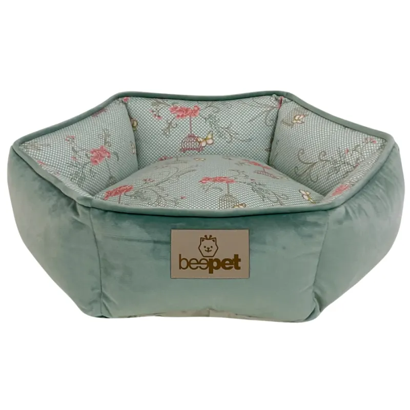 Cama Beepet Hexagonal Veludo Verde Malva