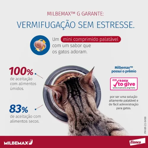 Milbemax Gatos 4/10 mg (até 2 kg) Com 2 Comprimidos