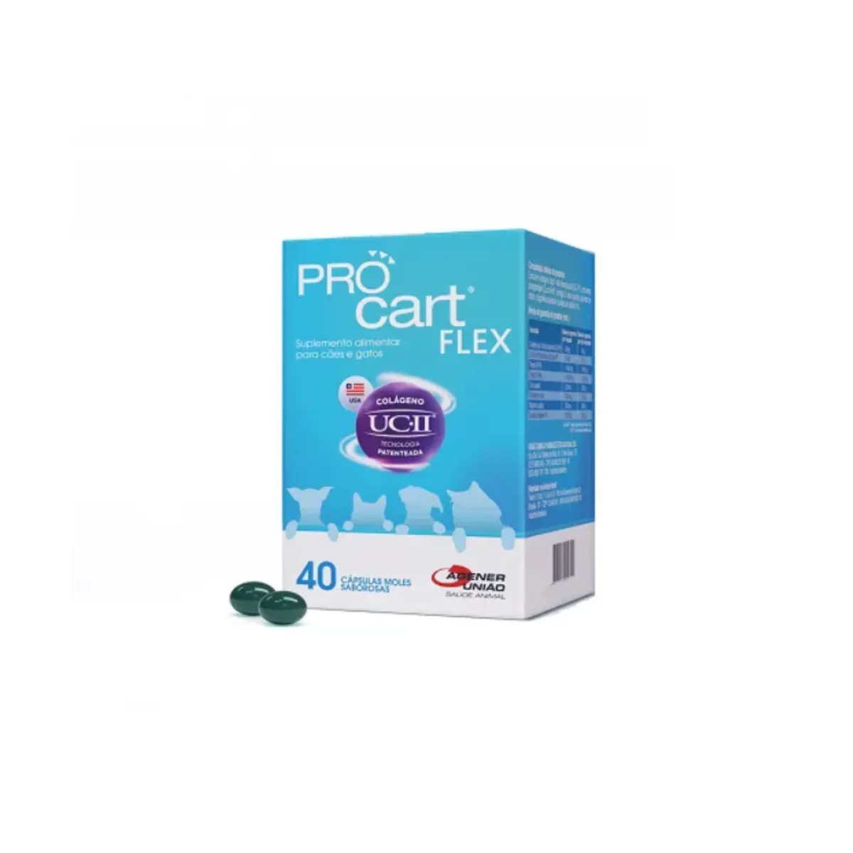 Suplemento Alimentar Pro Cart Flex UCII 40 Cápsulas para Cães/Gatos