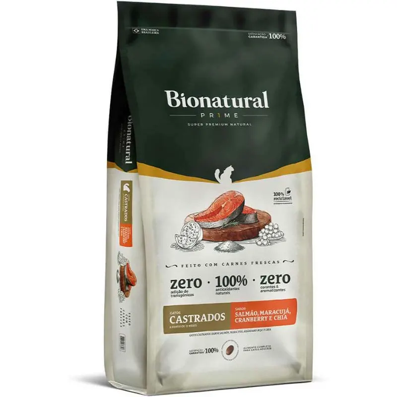 Ração Bionatural para Gatos Castrados Sabor Salmão 20kg