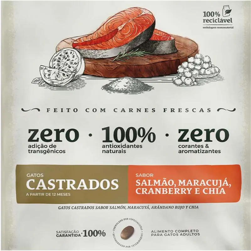 Ração Bionatural para Gatos Castrados Sabor Salmão 20kg