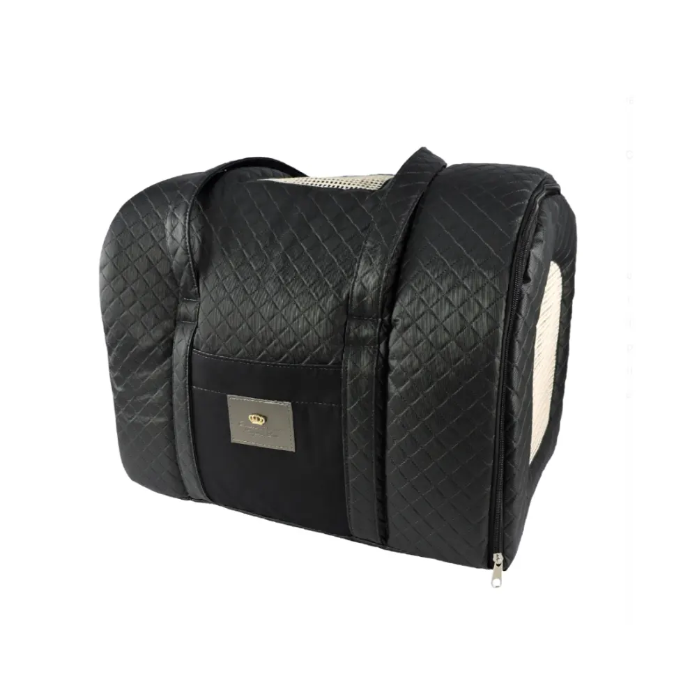 Bolsa para Avião Bonito pra Cachorro Cães Courino Preto