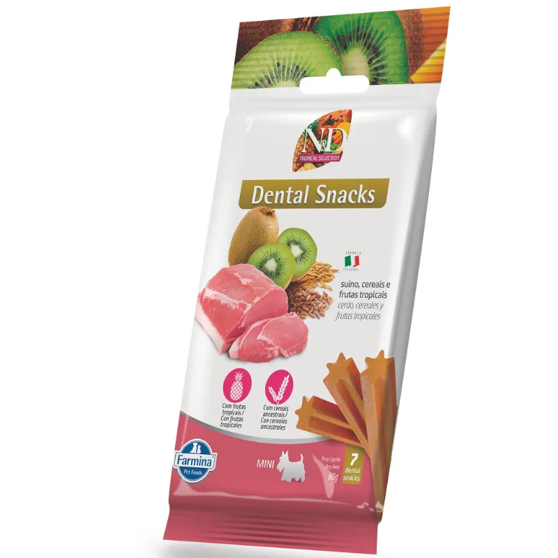 Petisco Dental Farmina N&D Tropical para Cães de Raças Mini e Pequenas Sabor Suíno, Cereais e Frutas Tropicais 60g