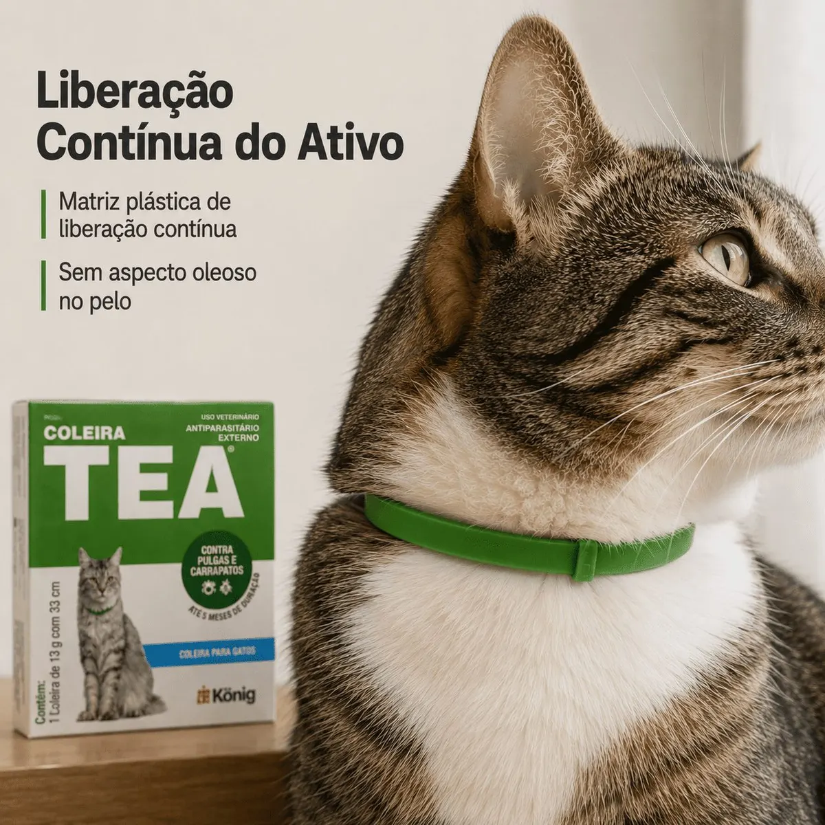 Coleira Antiparasitária Externo 33 cm para Gatos König