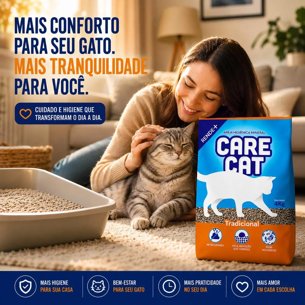 Areia Higiênica CareCat Tradicional 4kg