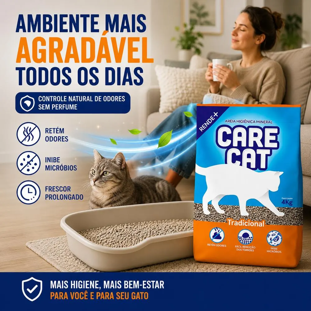 Areia Higiênica CareCat Tradicional 4kg