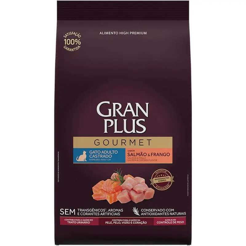 Ração GranPlus Gato Gourmet Adulto Castrado Salmão e Frango