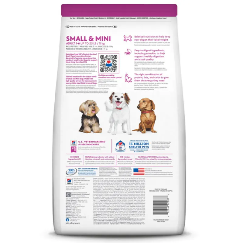 Ração Hill's Science Diet Pequenos e Mini para Cães Adultos Sabor Frango 7,03 Kg