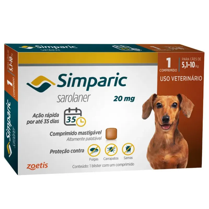 Simparic 20 mg para Cães 5 a 10 Kg