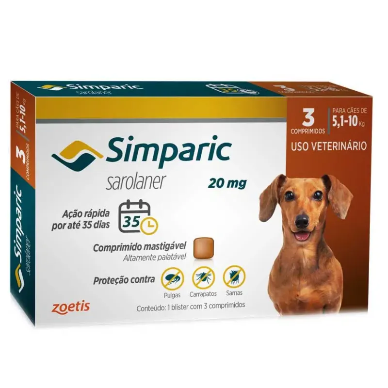 Simparic 20 mg para Cães 5 a 10 Kg