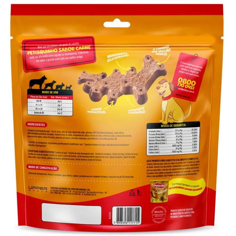 Petisco Petiscão Petisquinho Mastigável Carne 500 g