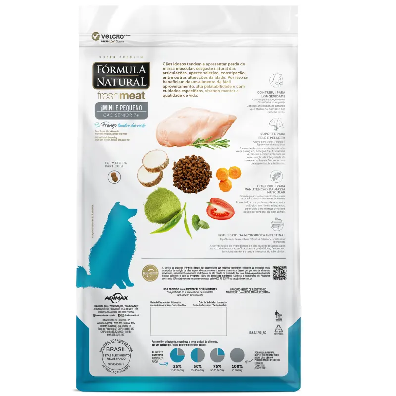 Ração Fórmula Natural Fresh Meat Cães Sênior Raças Mini e Pequenas