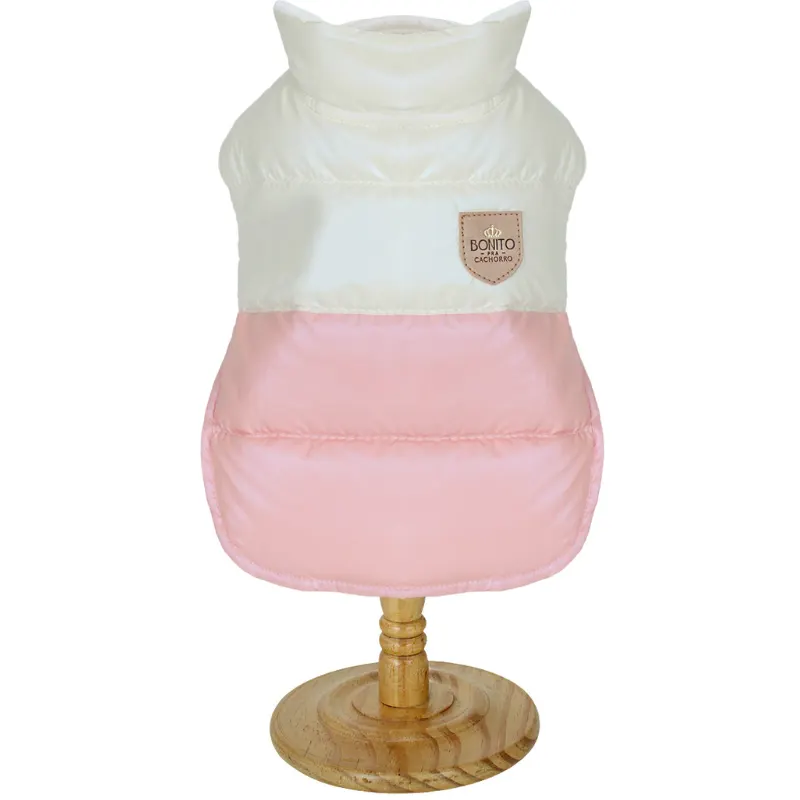 Capa Puffer Rosa Bonito pra Cachorro