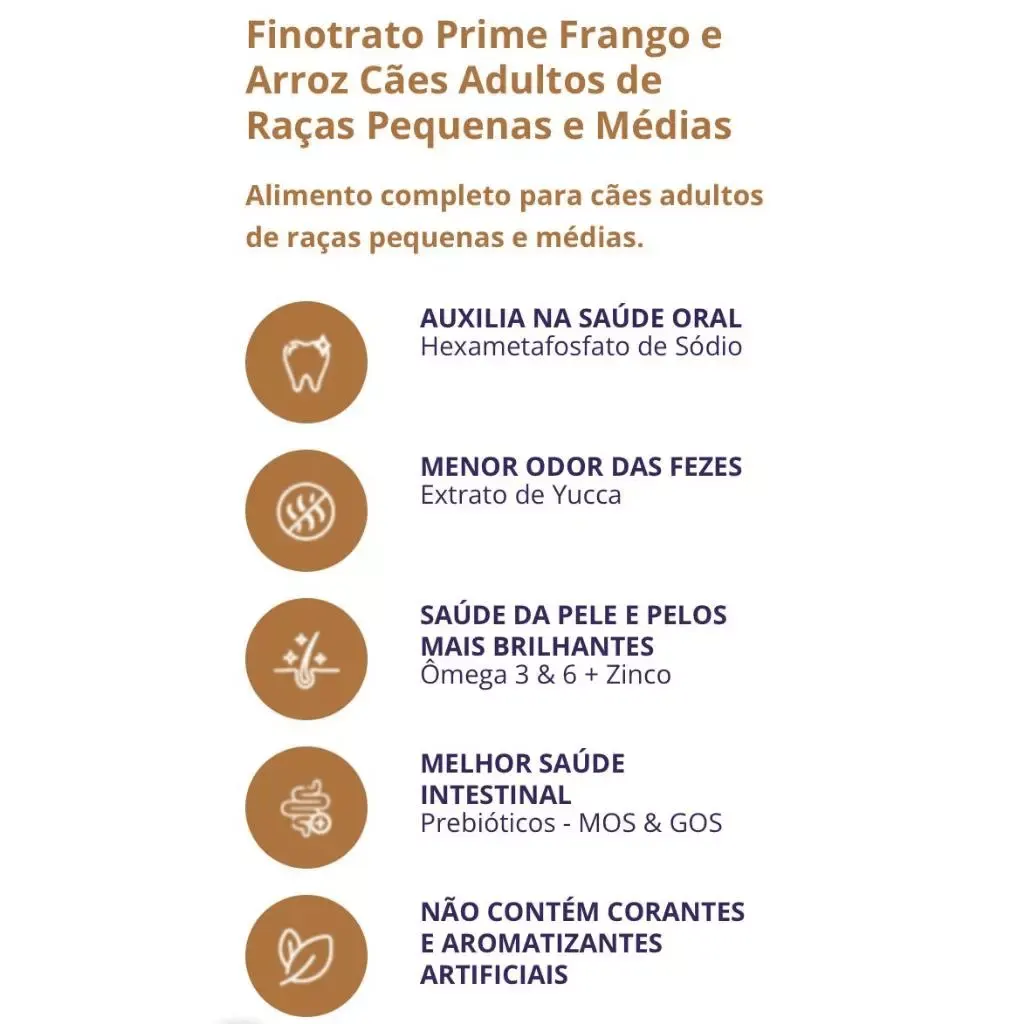 Ração Finotrato Prime Frango e Arroz para Cães Filhotes Raças Pequenas e Médias