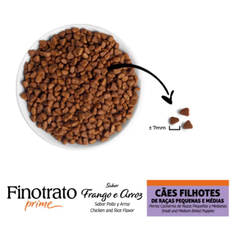 Ração Finotrato Prime Frango e Arroz para Cães Filhotes Raças Pequenas e Médias