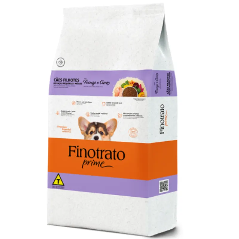 Ração Finotrato Prime Frango e Arroz para Cães Filhotes Raças Pequenas e Médias