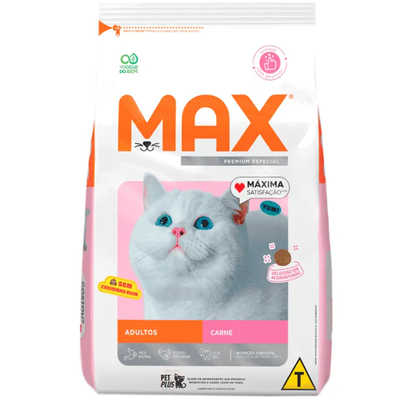 Ração Max Gato Adulto Carne 20kg pc indiv 1kg
