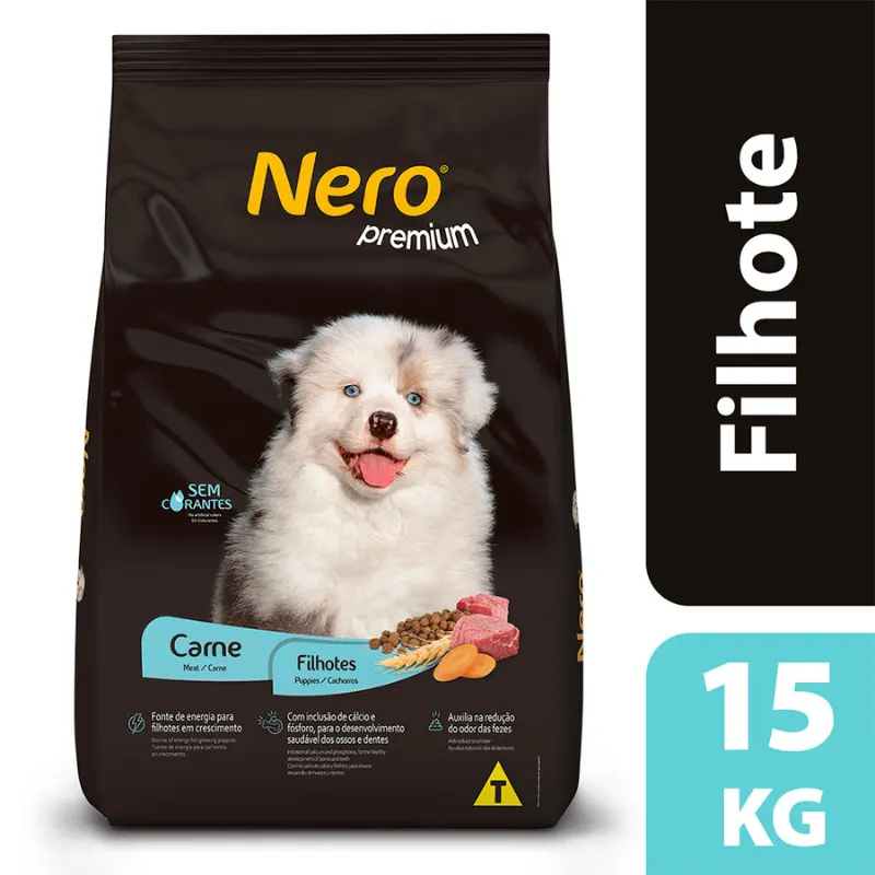 Ração Nero Premium para Cães Filhotes Sabor Carne 15 Kg