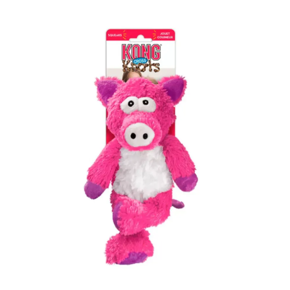 Brinquedo Kong Para Cães Cross Knots Pig Médio/Grande Rosa