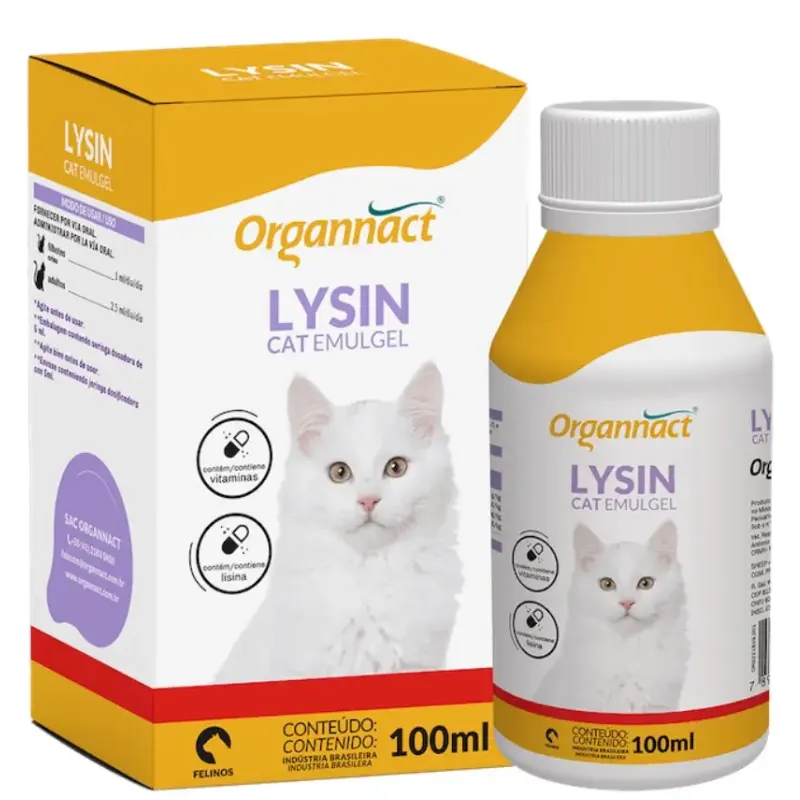 Suplemento Organnact Lysin Cat Emulgel 100ml