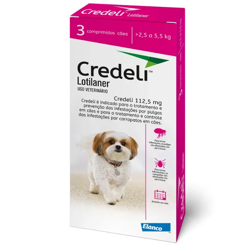 Antipulgas Credeli 112,5mg Cães 2,5 a 5,5kg