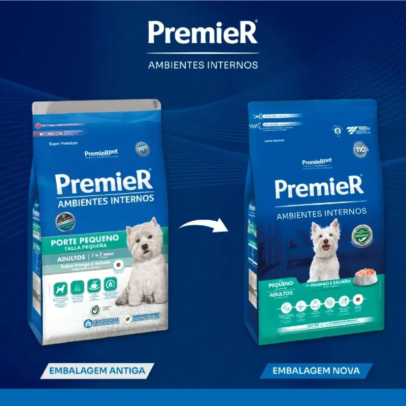 Ração Premier Ambientes Internos Cães Adultos Frango e Salmão