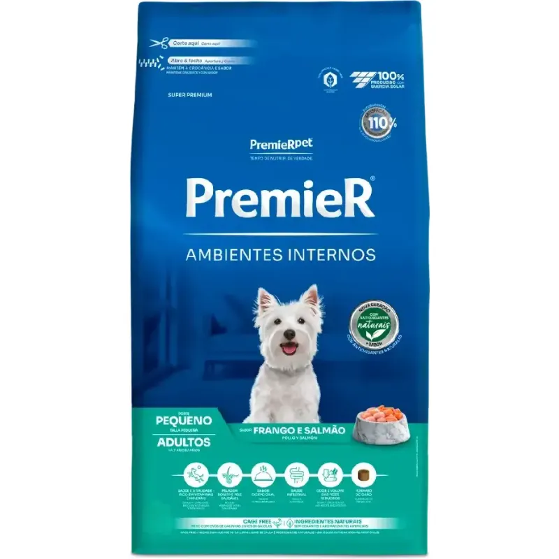 Ração Premier Ambientes Internos Cães Adultos Frango e Salmão