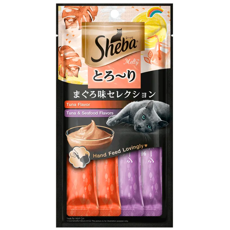 Petisco Sheba Cremoso para Gatos Atum e Atum com Camarão 48 g
