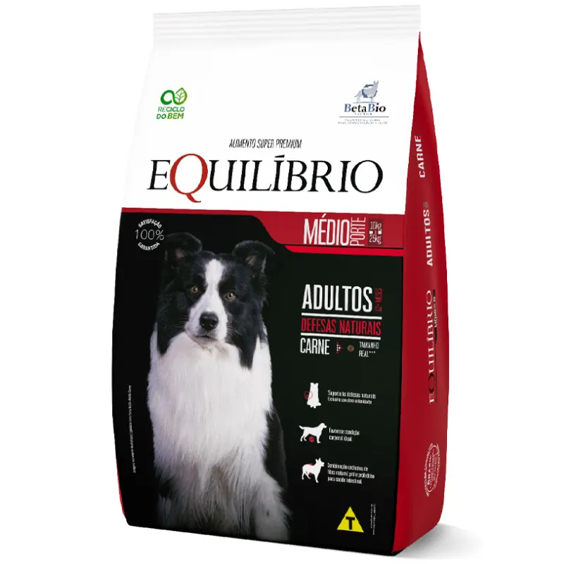 Ração Equilíbrio para Cães Adultos de Médio Porte Sabor Carne 12 Kg