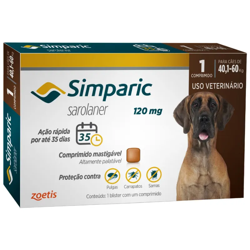 Simparic 120 mg para Cães 40 A 60 Kg