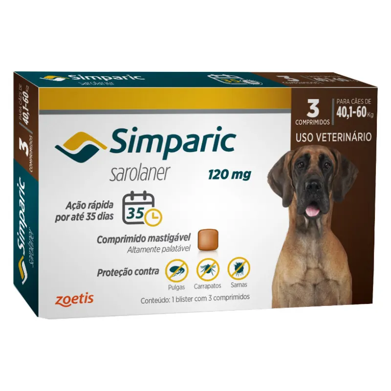 Simparic 120 mg para Cães 40 A 60 Kg