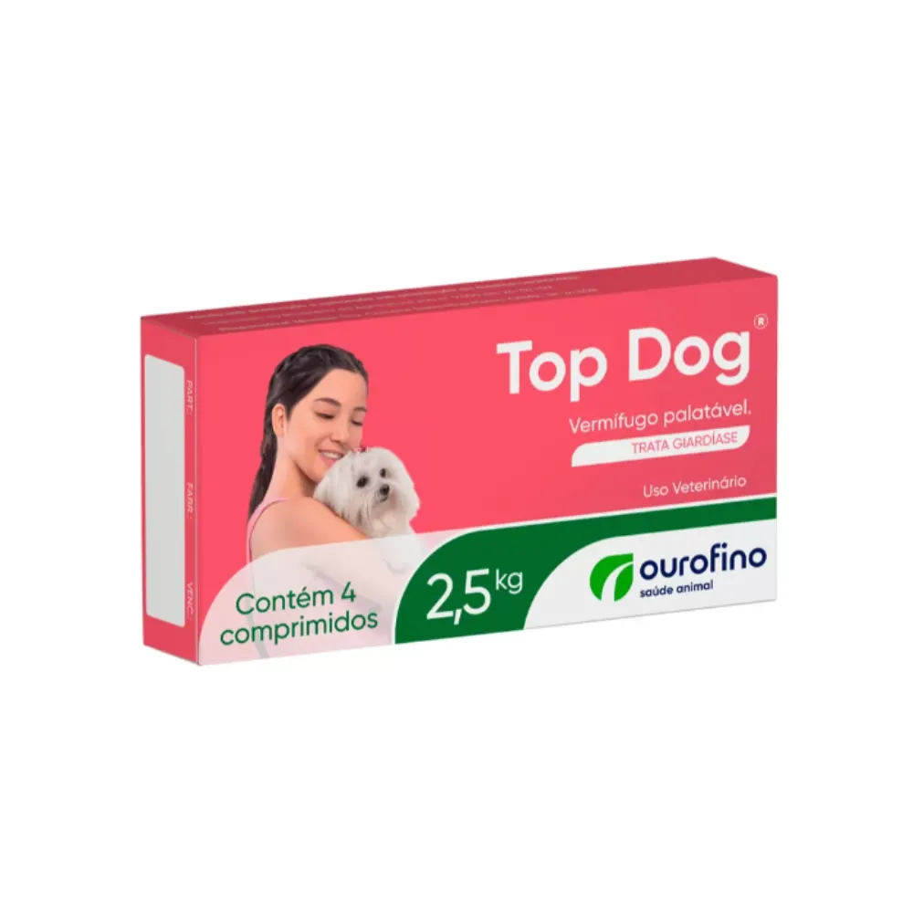 Vermífugo Ourofino Top Dog Cães de até 2,5kg -  4 comprimidos