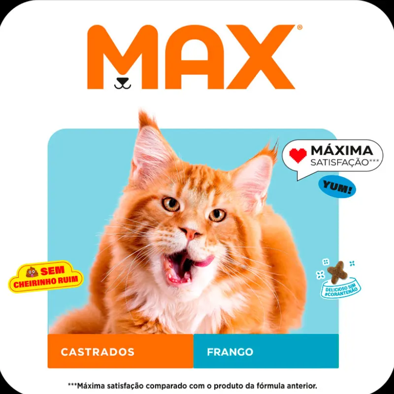 Ração Max para Gatos Adultos Castrados Sabor Frango 10,1 Kg
