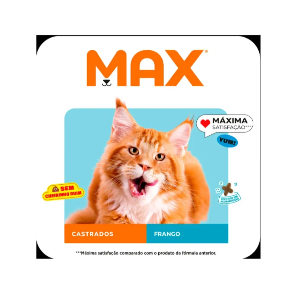 Ração Max para Gatos Adultos Castrados Sabor Frango 10,1 Kg